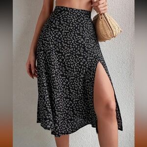 Women's Boho Floral Print Midi A-Line Skirt